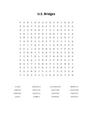 U.S. Bridges Word Search Puzzle