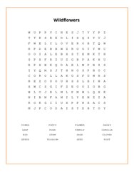 Wildflowers Word Search Puzzle