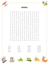 Wildlife Word Search Puzzle