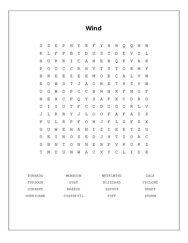 Wind Word Search Puzzle
