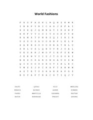 World Fashions Word Search Puzzle