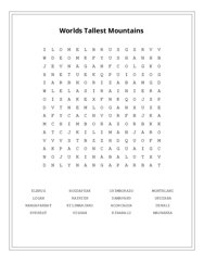 Worlds Tallest Mountains Word Scramble Puzzle
