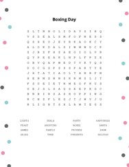 Boxing Day Word Search Puzzle