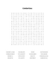 Celebrities Word Search Puzzle