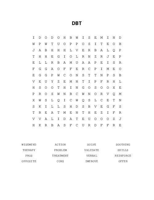 DBT Word Search Puzzle