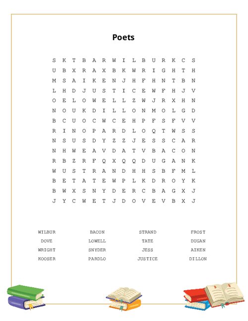 Poets Word Search Puzzle