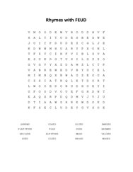 Rhymes with FEUD Word Search Puzzle