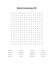 Words Containing ICE Word Scramble Puzzle