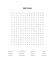 90s Trivia Word Search Puzzle