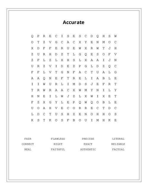 Accurate Word Search Puzzle