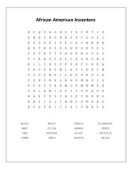 African American Inventors Word Search Puzzle