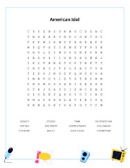 American Idol Word Search Puzzle