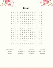 Beauty Word Search Puzzle