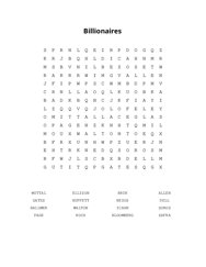 Billionaires Word Search Puzzle
