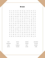 Brown Word Scramble Puzzle