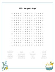 BTS - Bangtan Boys Word Search Puzzle