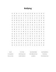 Bullying Word Search Puzzle