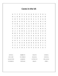 Caves in the US Word Search Puzzle