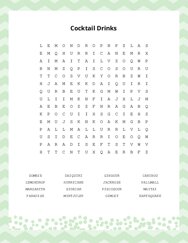 Cocktail Drinks Word Search Puzzle