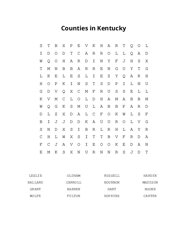 Counties in Kentucky Word Search Puzzle