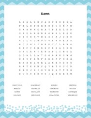 Dams Word Search Puzzle