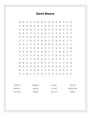 Demi Moore Word Search Puzzle