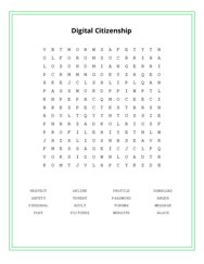 Digital Citizenship Word Search Puzzle