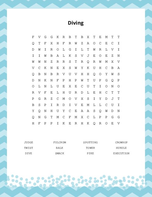 Diving Word Search Puzzle