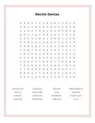 Electric Devices Word Search Puzzle