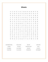 Ghosts Word Search Puzzle