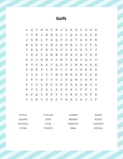 Gulfs Word Search Puzzle