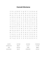Hannah Montana Word Scramble Puzzle