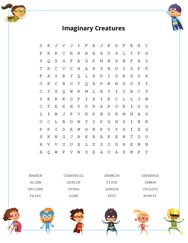 Imaginary Creatures Word Search Puzzle