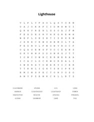 Lighthouse Word Search Puzzle