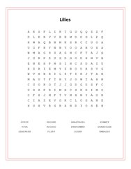 Lilies Word Scramble Puzzle