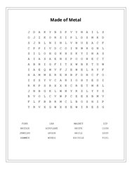 Made of Metal Word Search Puzzle