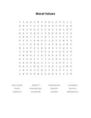 Moral Values Word Search Puzzle