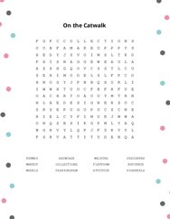 On the Catwalk Word Search Puzzle