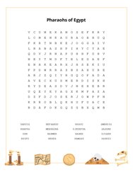 Pharaohs of Egypt Word Search Puzzle