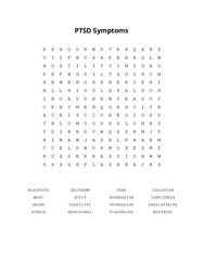 PTSD Symptoms Word Search Puzzle