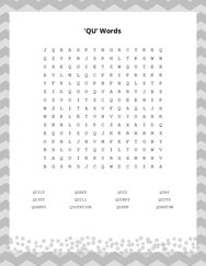 QU Words Word Scramble Puzzle