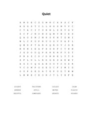 Quiet Word Scramble Puzzle