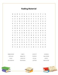Rading Material Word Scramble Puzzle