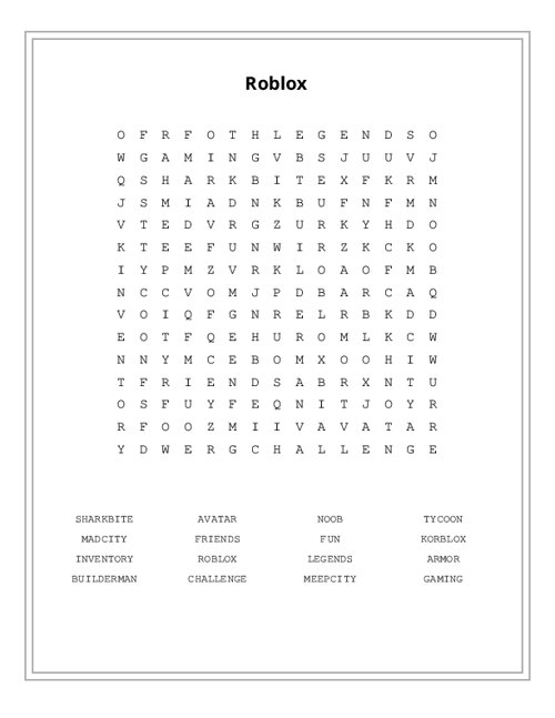 Roblox Word Search - WordMint