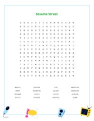 Sesame Street Word Search Puzzle