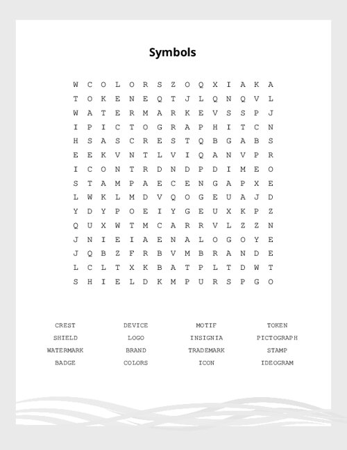 Symbols Word Search Puzzle