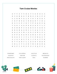 Tom Cruise Movies Word Search Puzzle