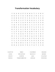 Transformation Vocabulary Word Scramble Puzzle