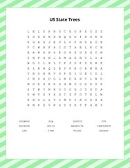 US State Trees Word Search Puzzle