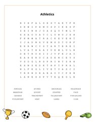 Athletics Word Search Puzzle